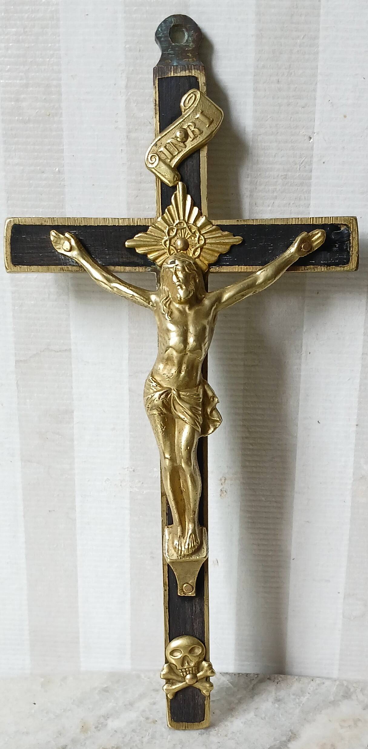 Bronze & ebony "skull" crucifix 19th century