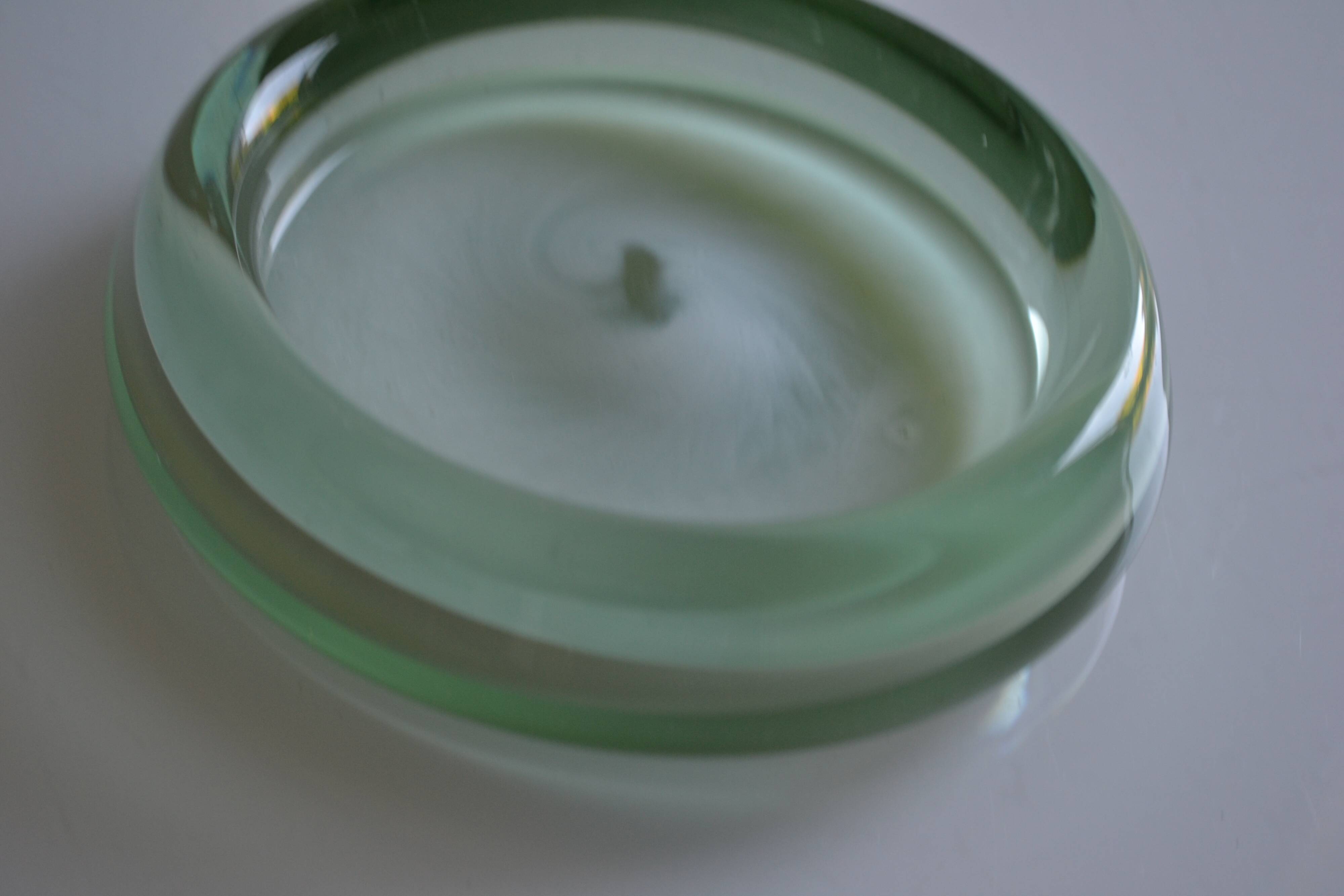 60's pocket tray Murano glass light green Italy