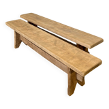 Pair of benches in light stripped solid wood
