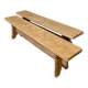 Pair of benches in light stripped solid wood