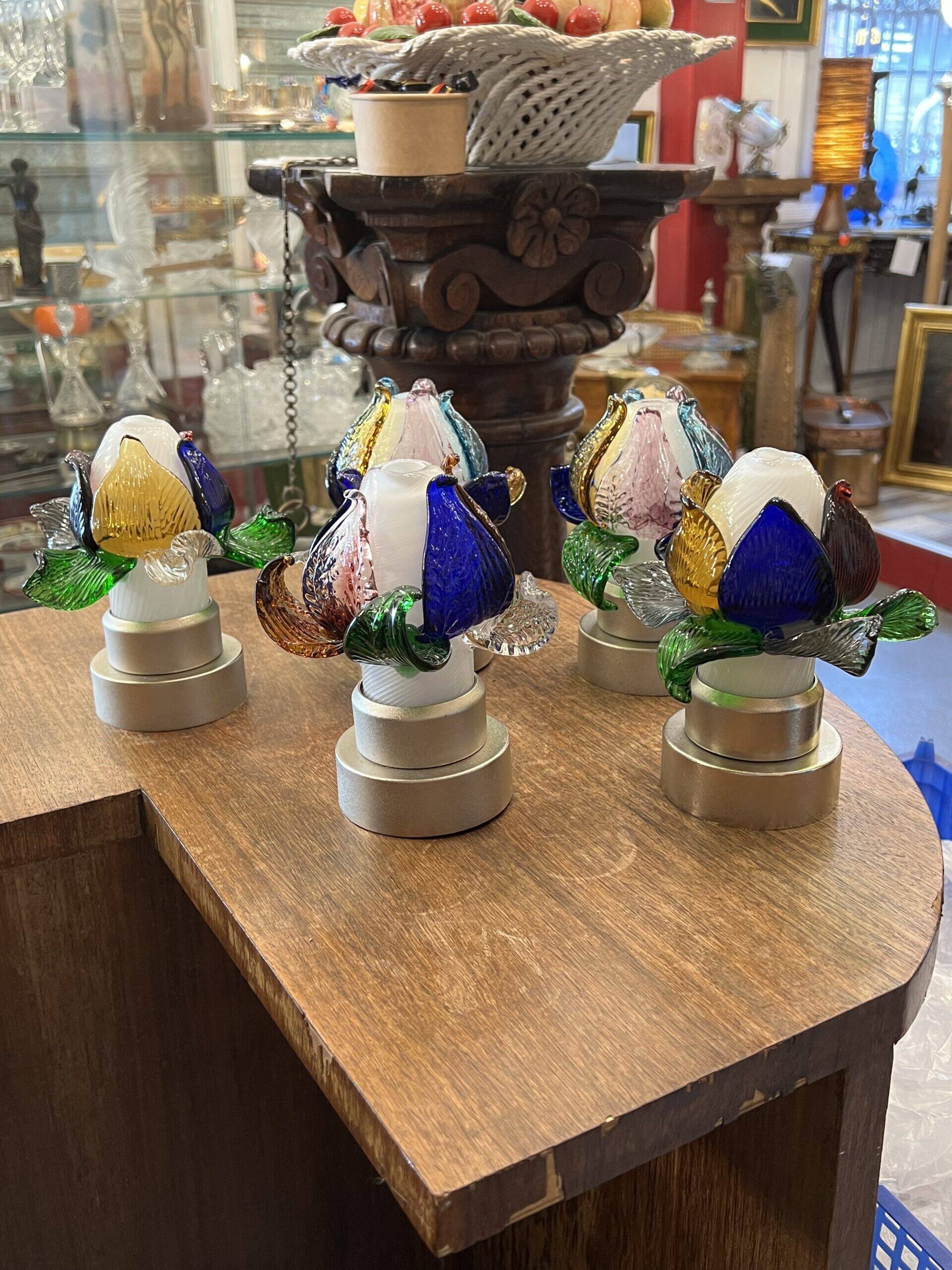 Rare series of 5 Murano Borek Sipek (1949-2016) flower-shaped sconces