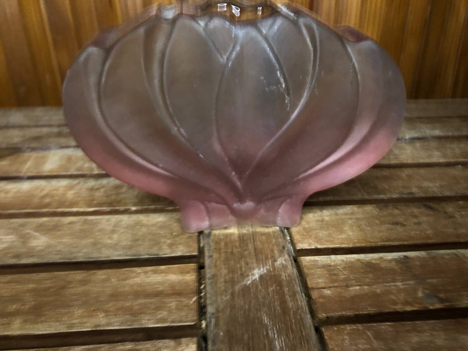 Old soliflore vase lotus shape molded glass pink vintage