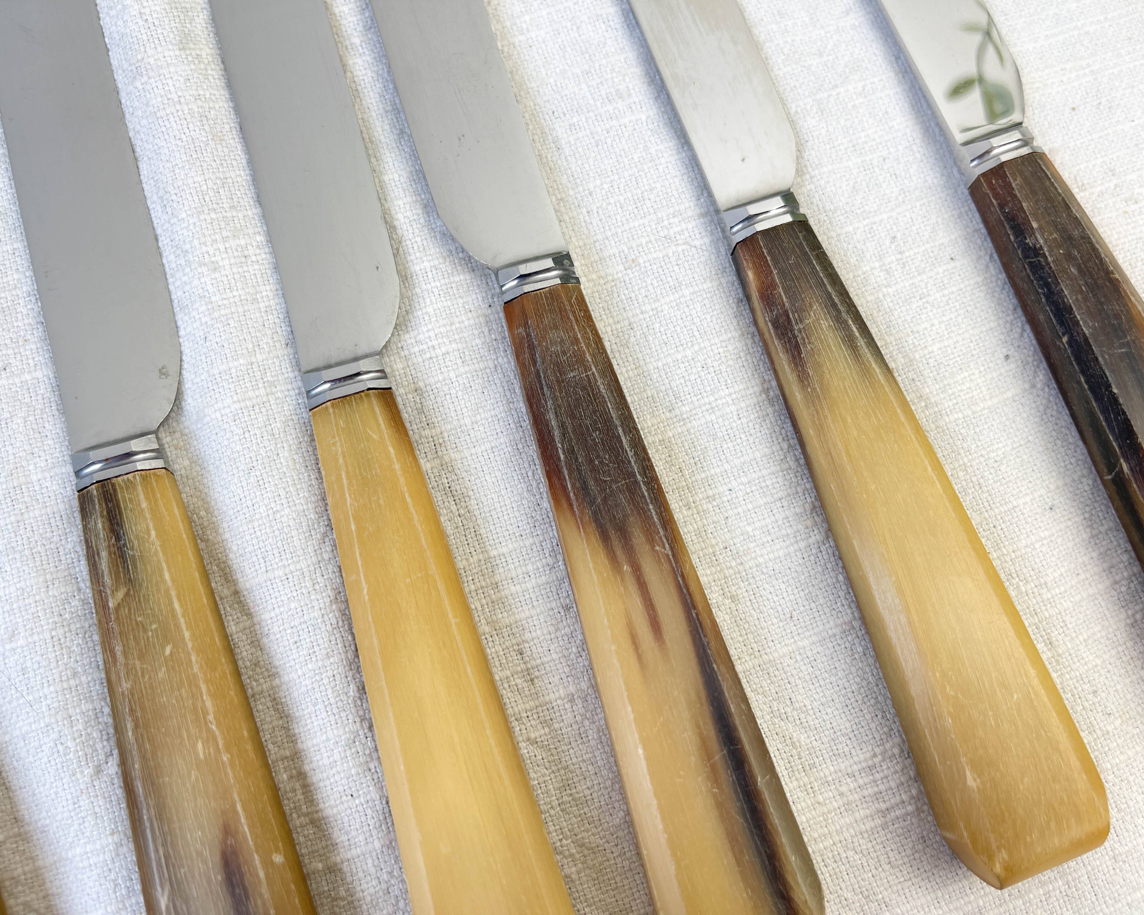 Set of 6 vintage horn table knives