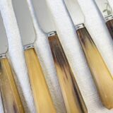 Set of 6 vintage horn table knives
