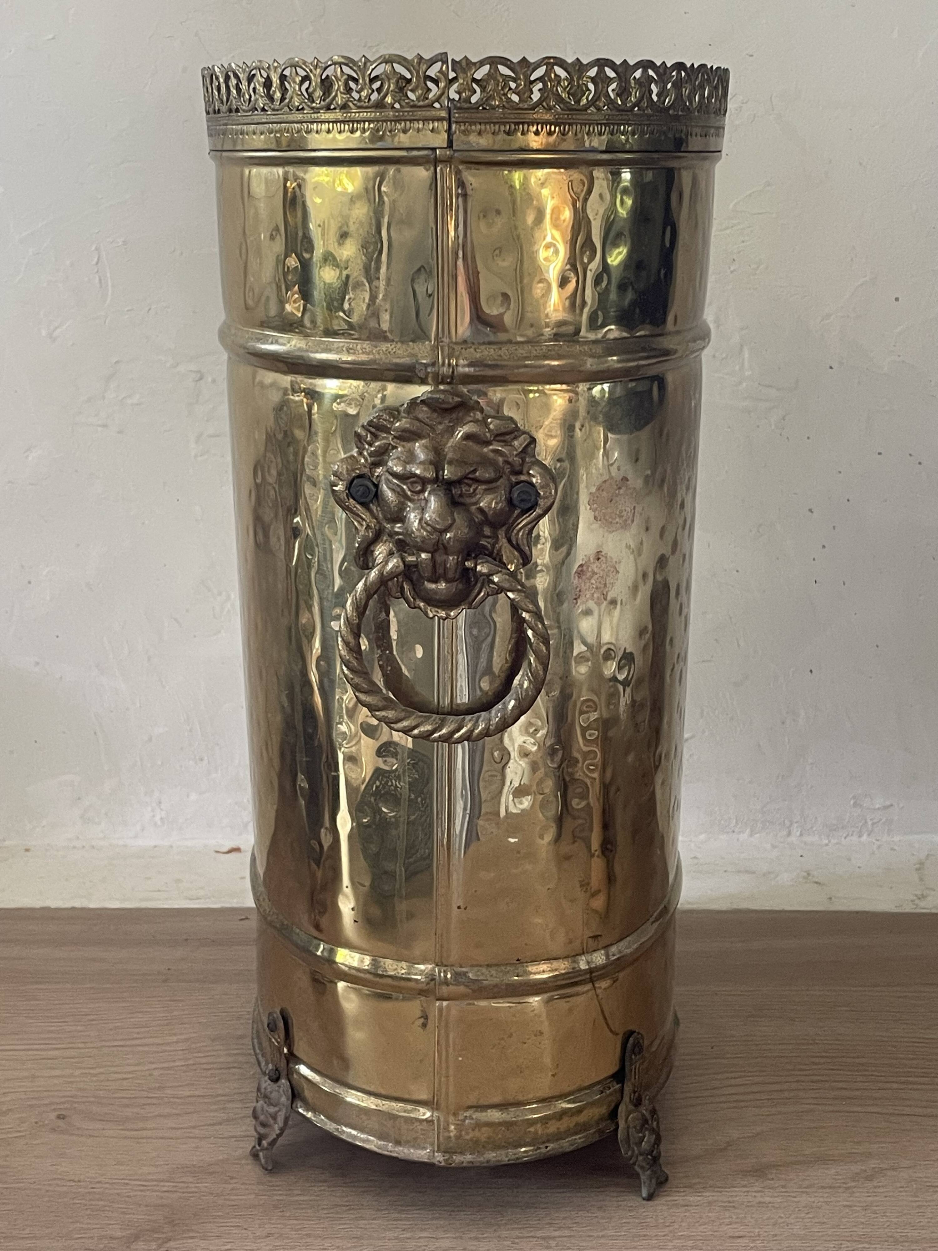 Antique brass umbrella stand