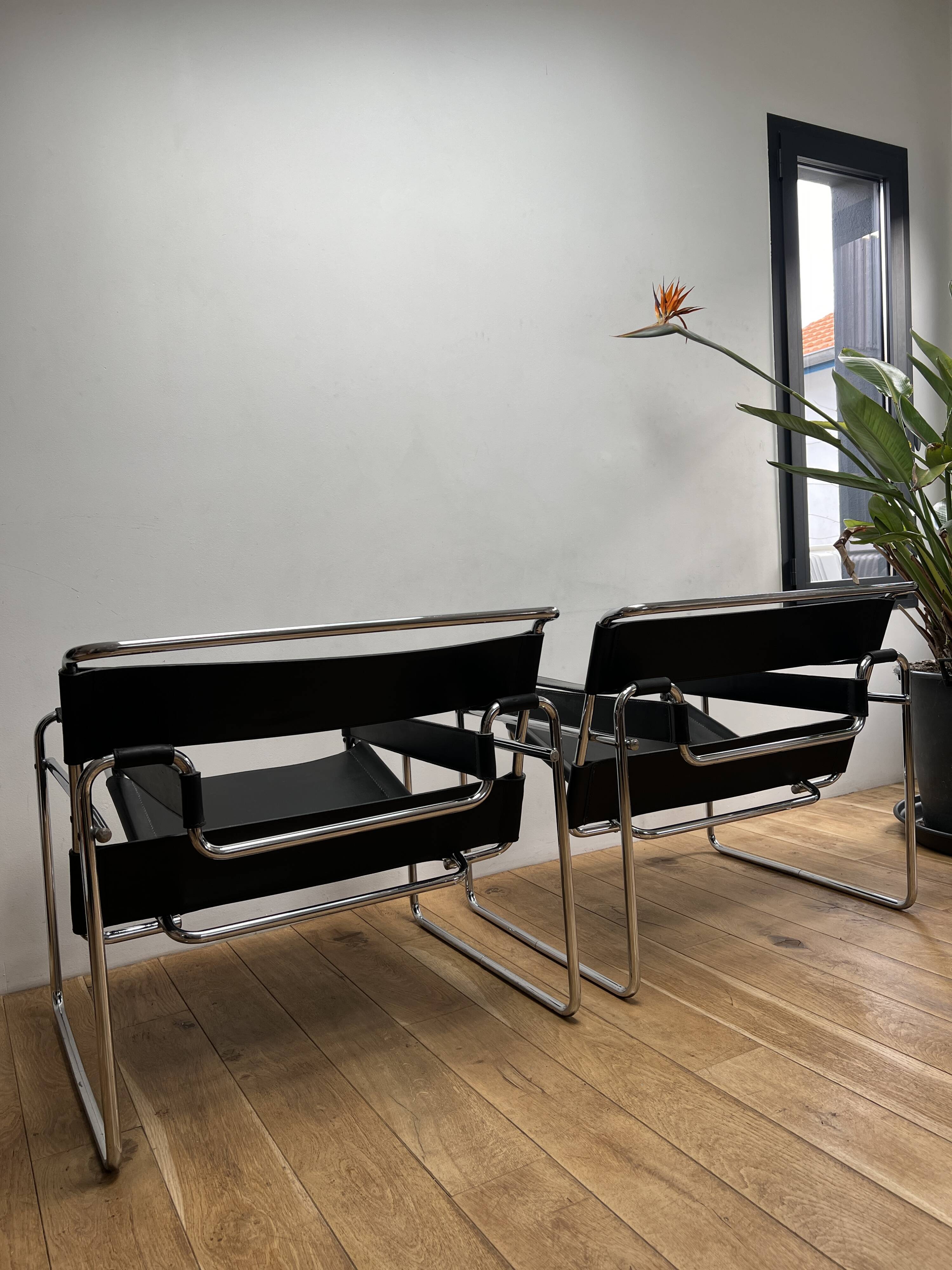 Paire de Fauteuils style Wassily MB50 Marcel Breuer