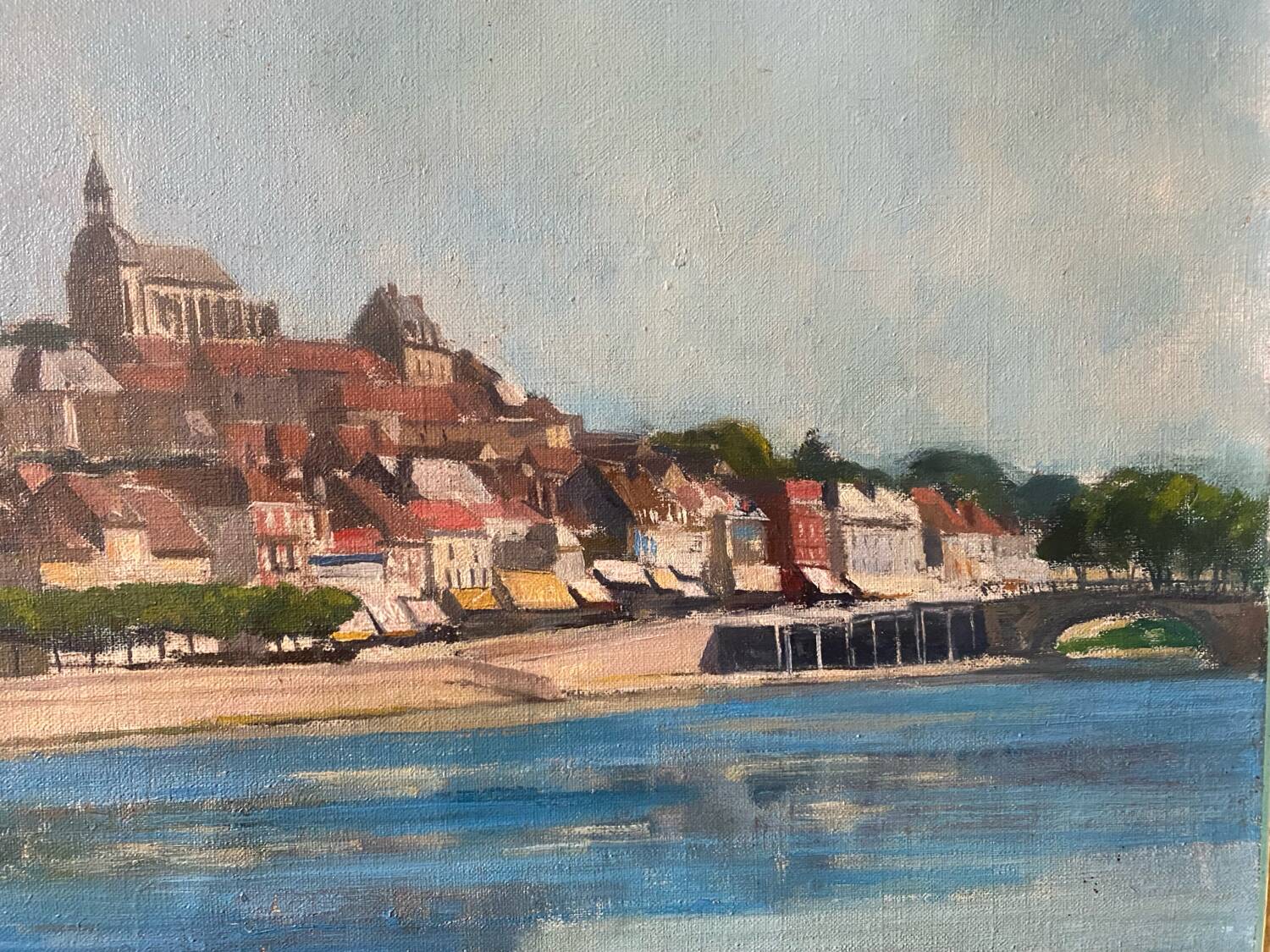 Signed village landscape