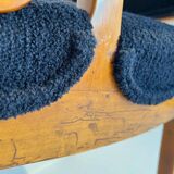 Biedermeier Armchair, Solid Beech, Black Boucle, South Germany circa 1830