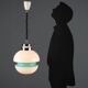 Vintage white glass pendant light, Italian design 1960s-1970s.