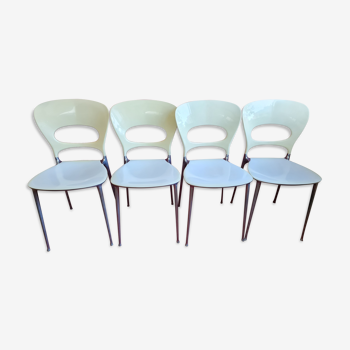 Set of 4 cast aluminum and plastic chairs model Tonia de Bontempi - Italy, stamped
