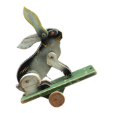 Jouet lapin sur roulettes 1930