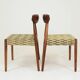 Set 2 Dining Chairs Solid Wood Ash Green Jacquard Fabric