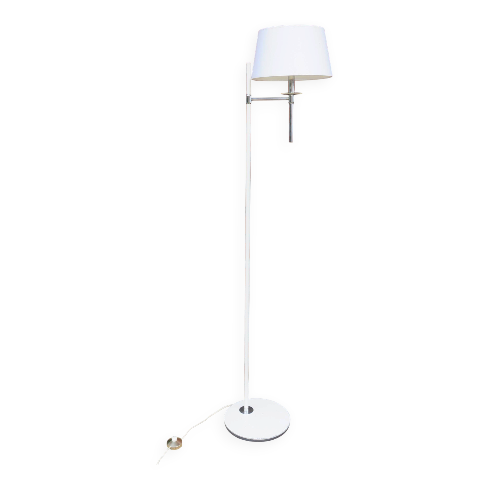 Lampadaire Monix Paris en laiton chromé et métal laqué blanc 1960