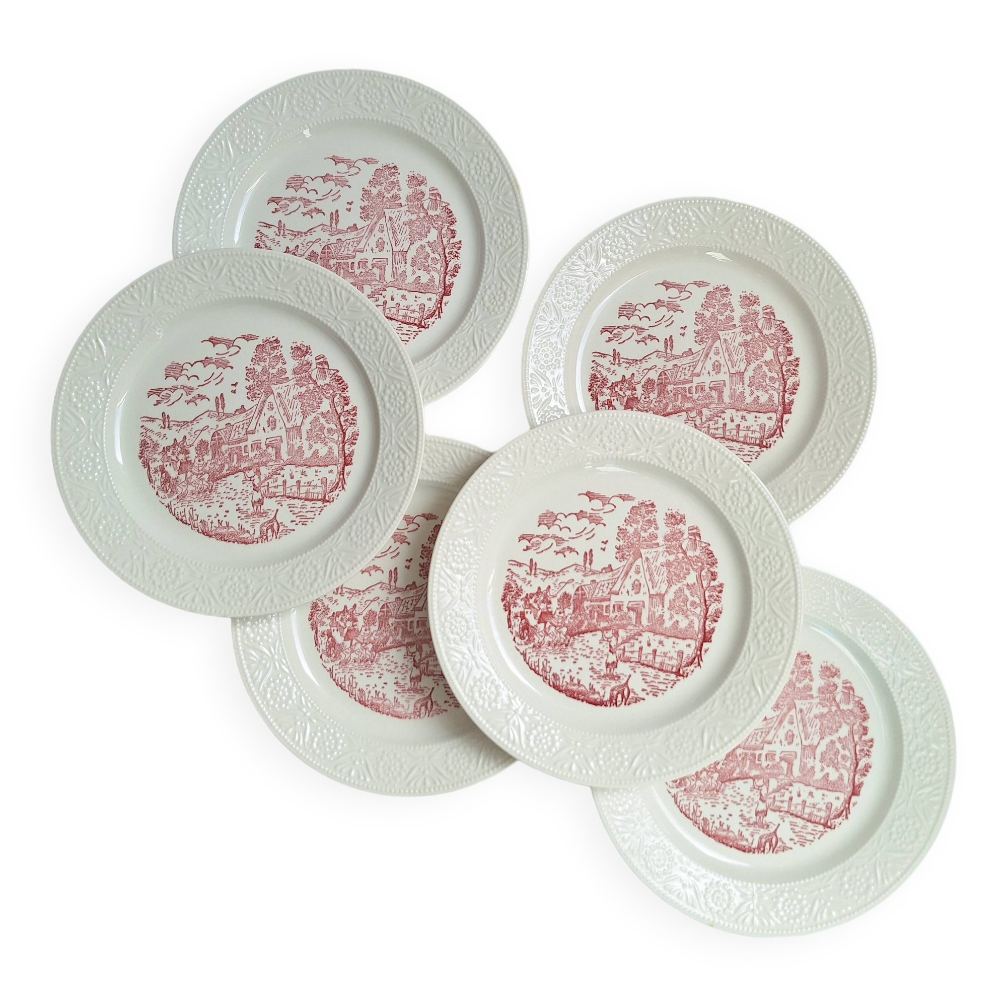 Vintage pink/red dinner plates