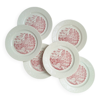 Vintage pink/red dinner plates