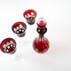 Crystal carafe with glasses in burgundy, European Art Deco style barware set