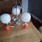 Space age chrome and ceramic chandelier