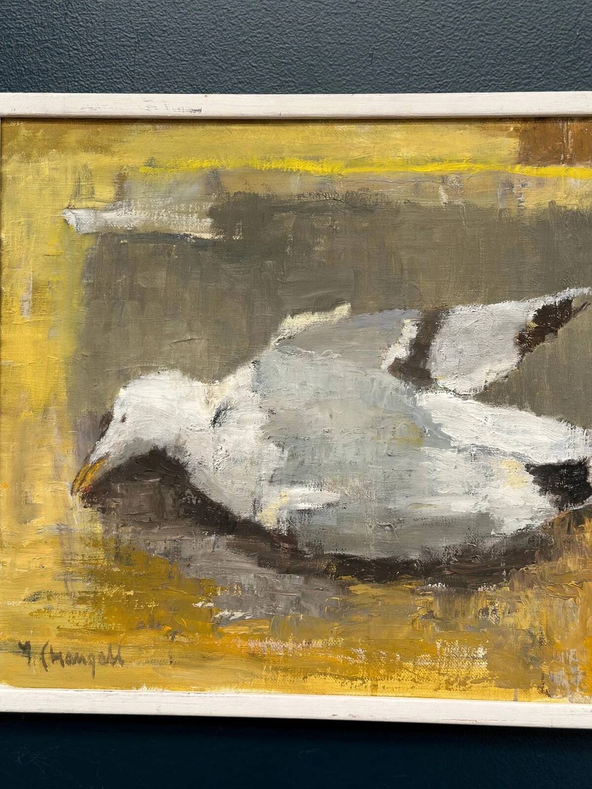 Original Swedish Oil on Canvas – “Seagull” by Ingeborg Stragnell – Signed