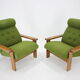 1970s pair of beech armchairs, czechoslovakia