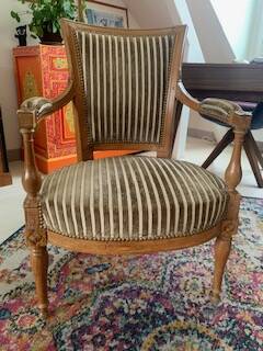 Pair of directoire style armchairs - nobilis fabric