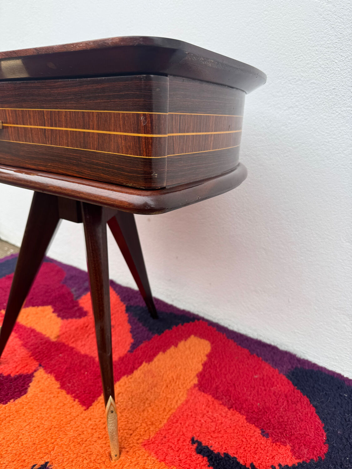 1950s half-moon tripod bedside table