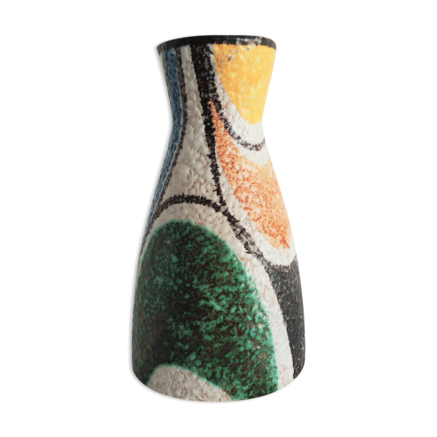Vase multicolore en céramique allemande