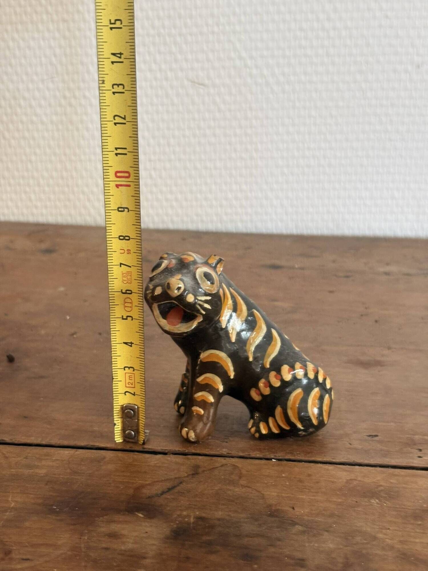 Animal Figurine Sculpture Glazed Terracotta Tiger Alebrije Mexico 1/2
