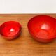 Modern mid-century red enamel bowl sets by Kaj Franck for Finel, Finland, 1960s, set of 4.