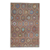 1970s vintage Turkish Oushak handmade wool cotton red area rug 200x305
