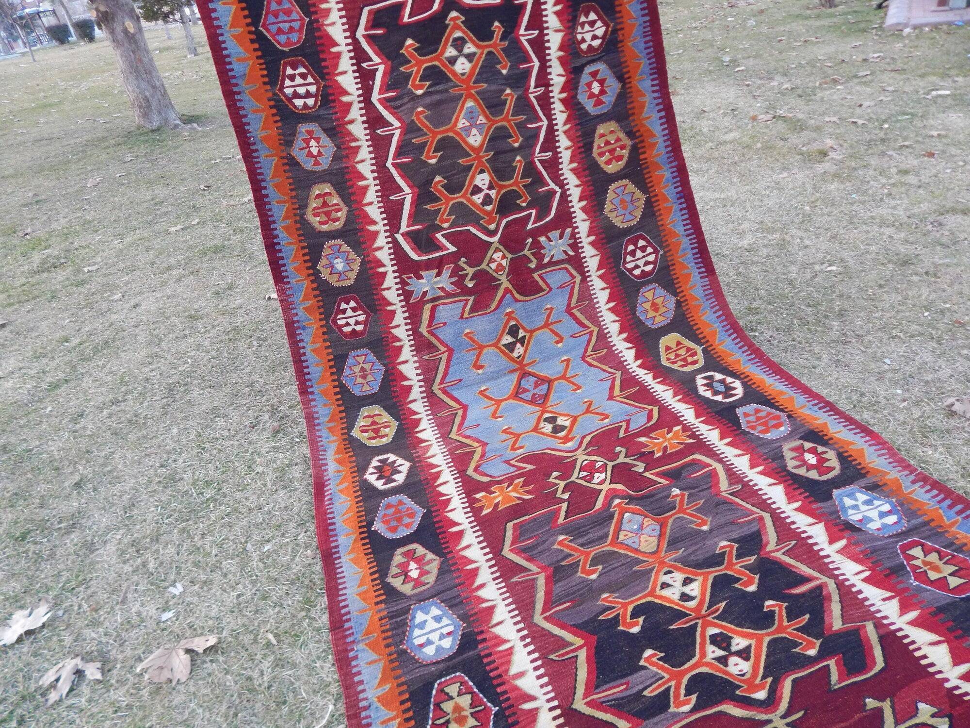Tapis Kilim turc vintage tissé main