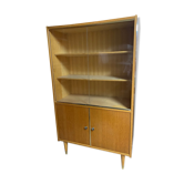 Bibliothèque en bois clair pieds compas