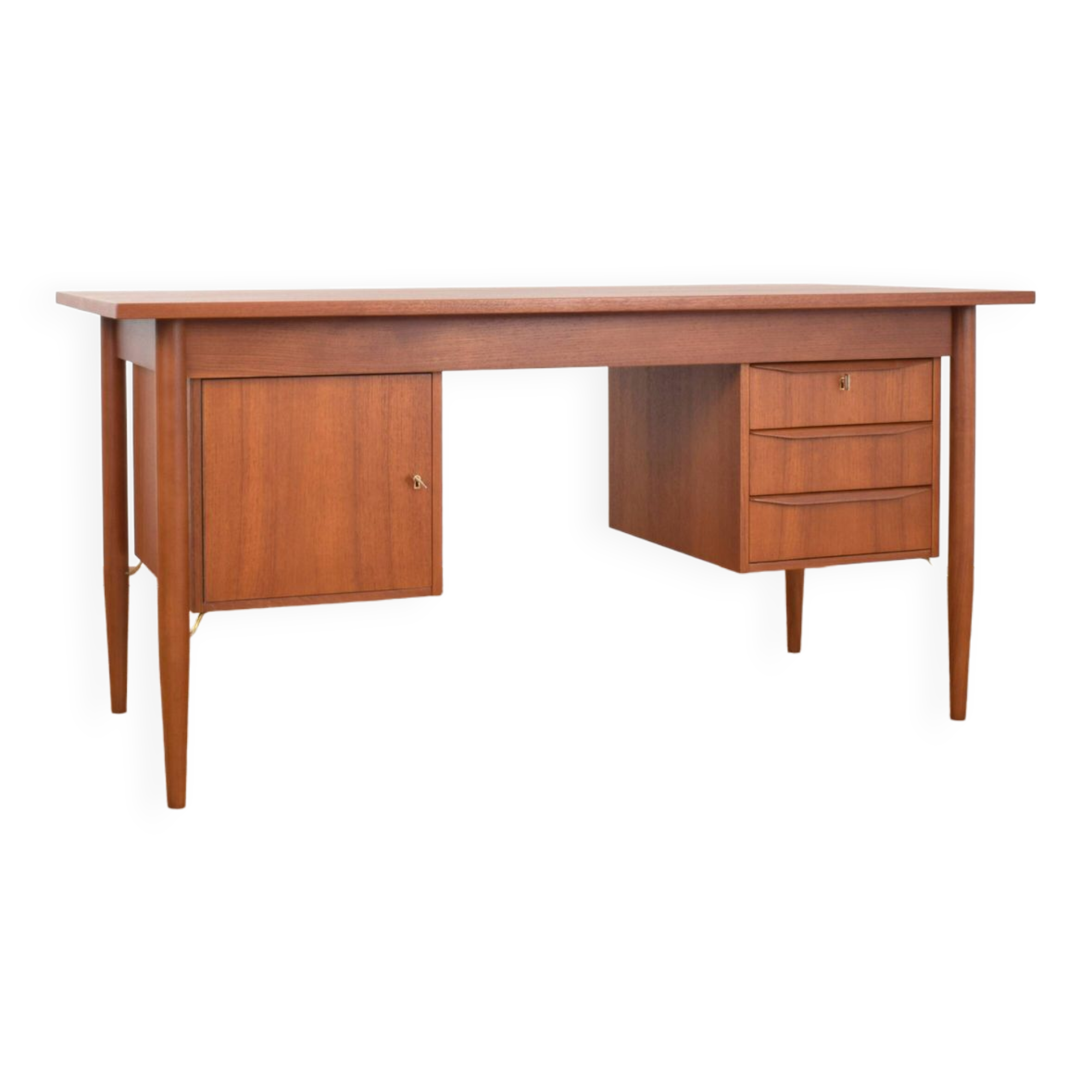 Mid-Century Danish Teak Desk by Gunnar Nielsen for Tibergaard, 1960s.
