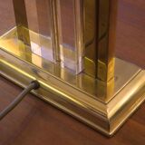 Hollywood regency Boho regency skyscraper table lamp in brass and lucite, 1970s