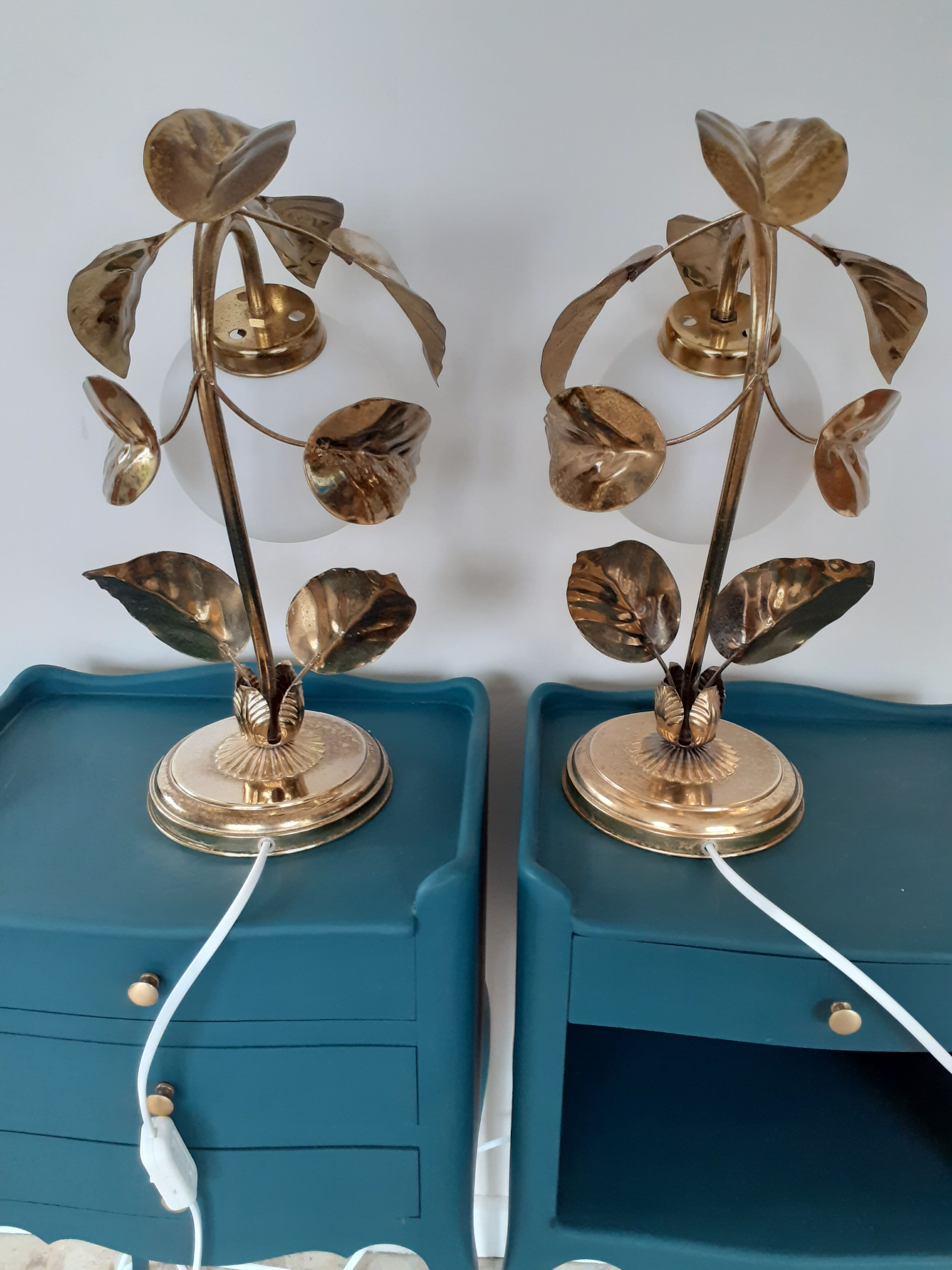 Paire de lampes métal doré