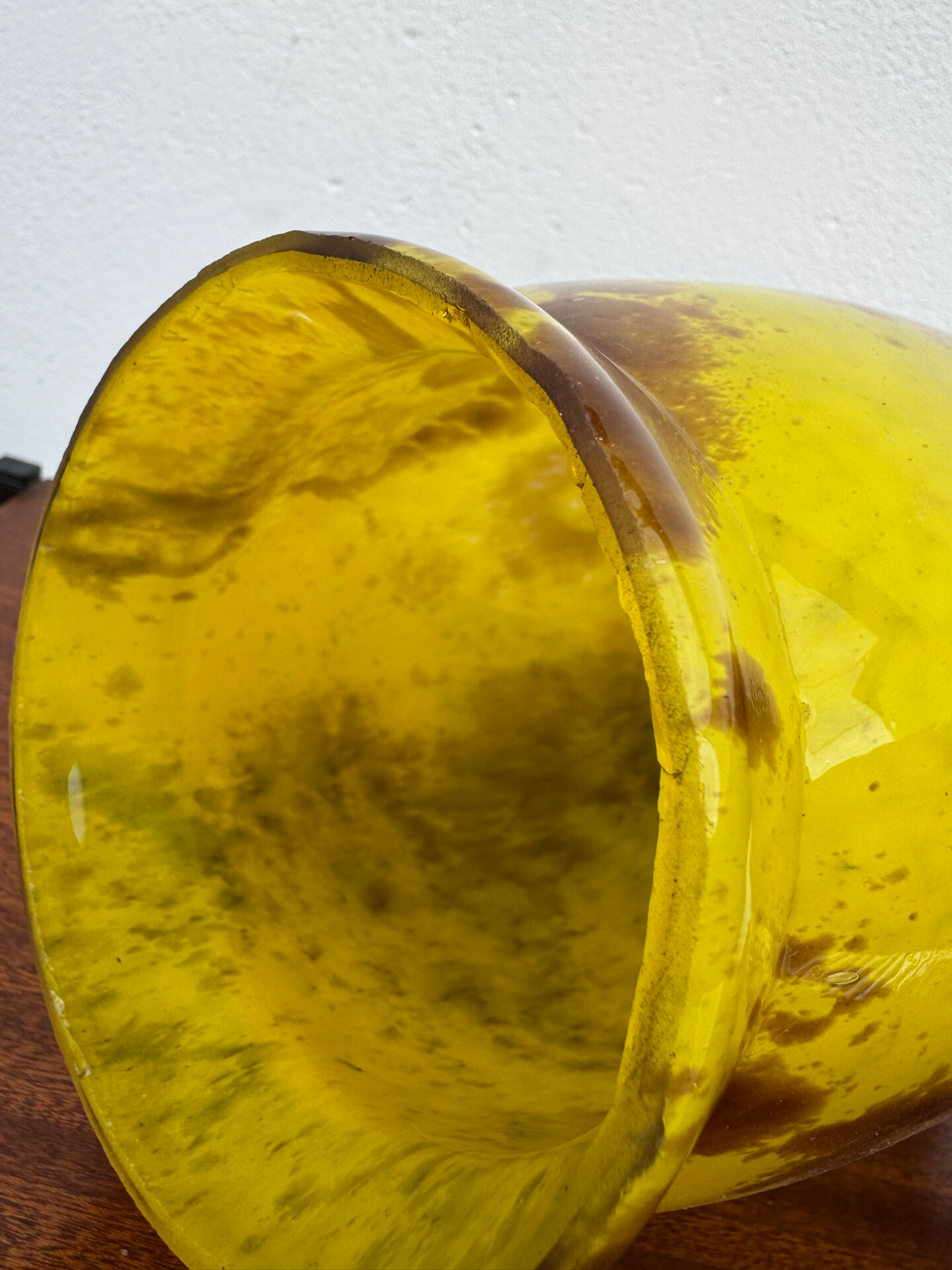 Large marbled yellow Art Deco vase