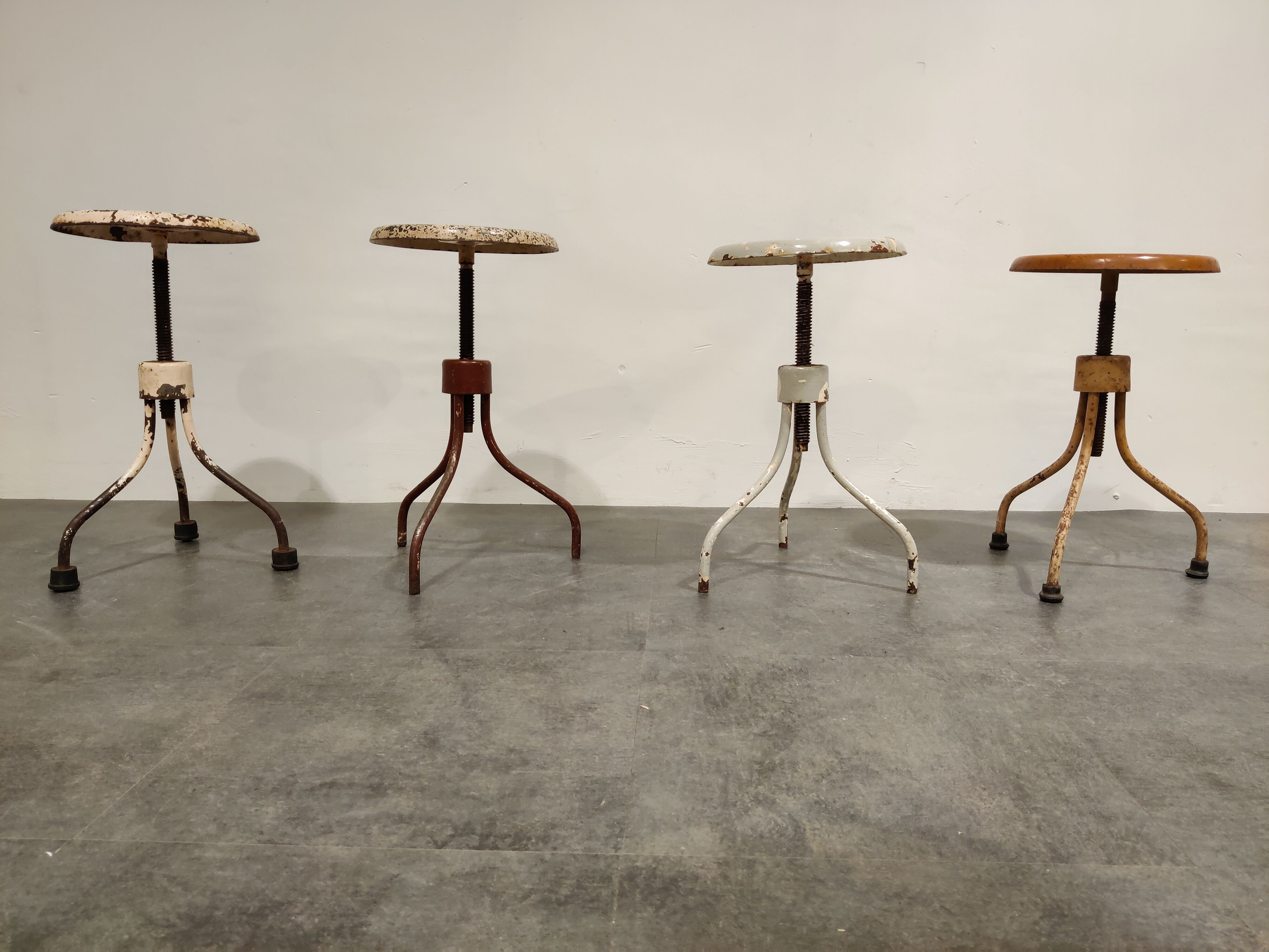 Vintage industrial stools, set of 4