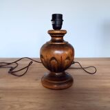 Carved turned wooden lamp base