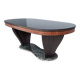 Dining Table by Vittorio Dassi with Oval Black Opaline Glass Top and Marble Base