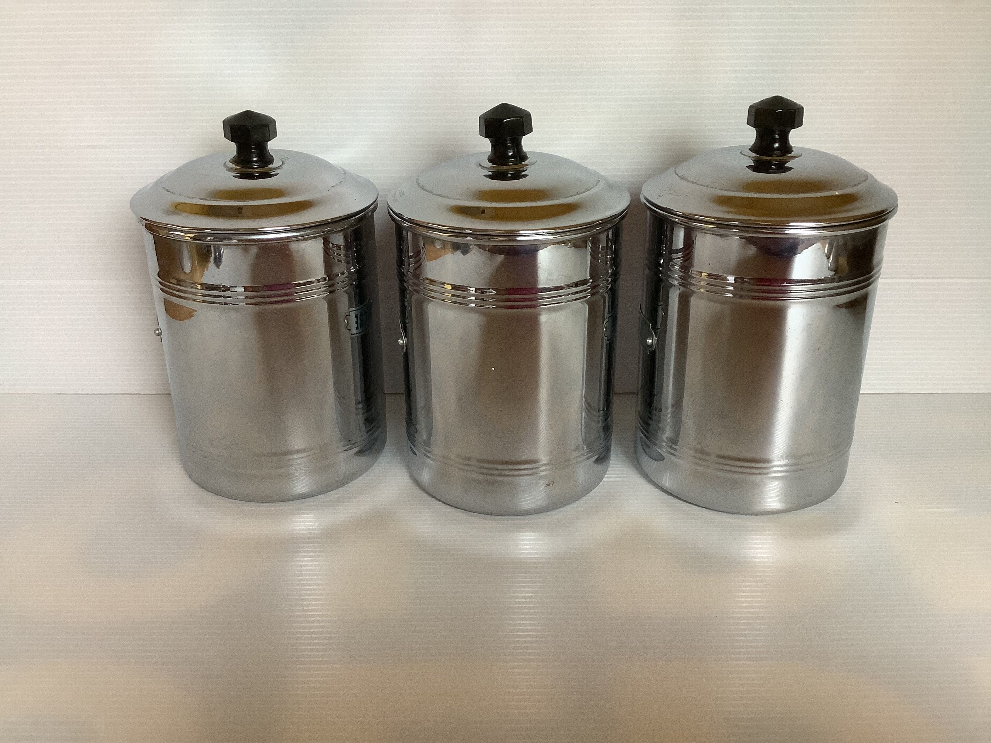 3 old metal chrome coffee coffee chicory sugar