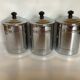 3 anciens pots métal chromé café sucre chicorée