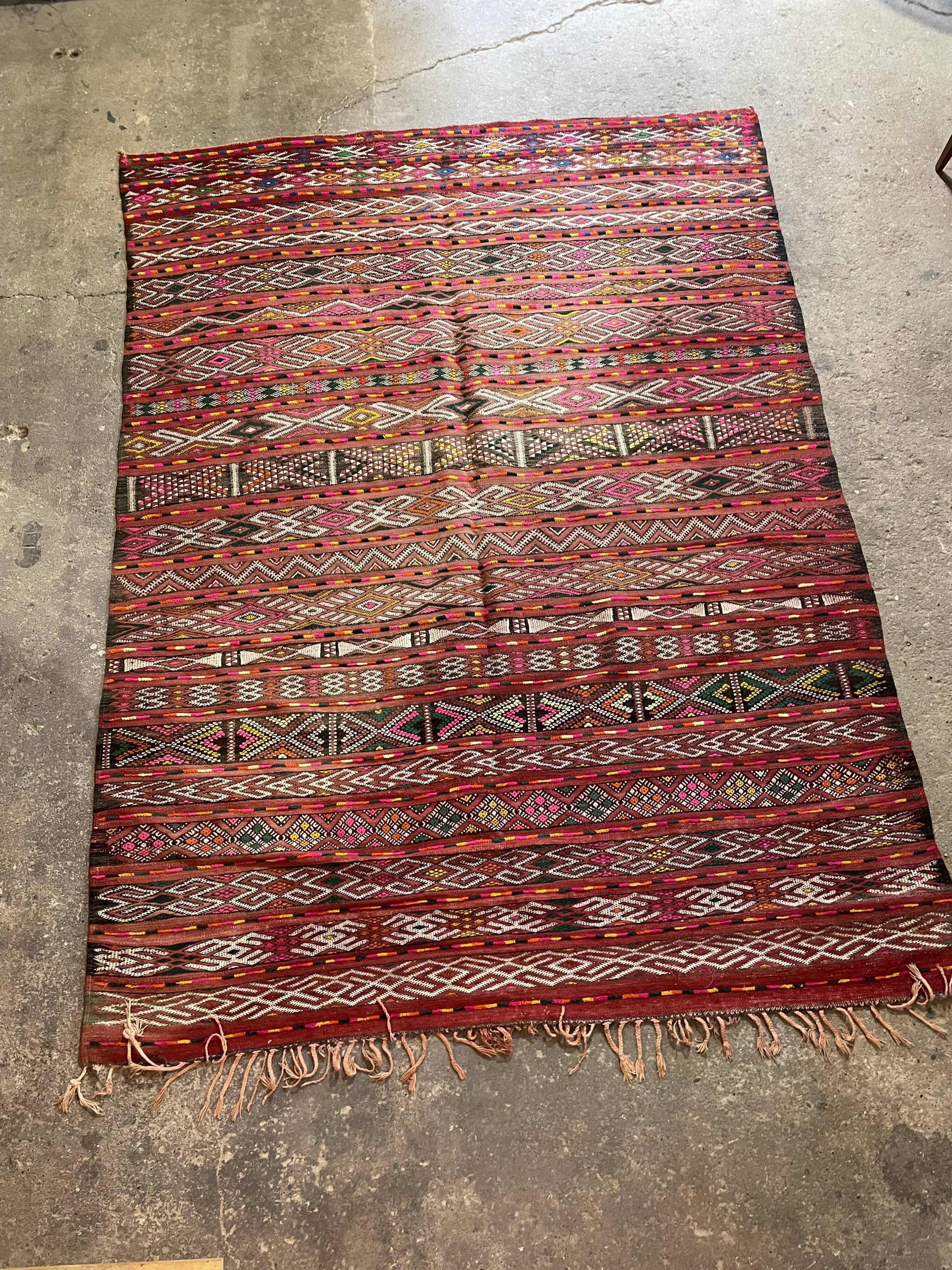 Berber carpet kilim traditional patterns, 230x170cm