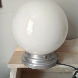 Old ceiling of 40's, white opaline globe, ceiling light