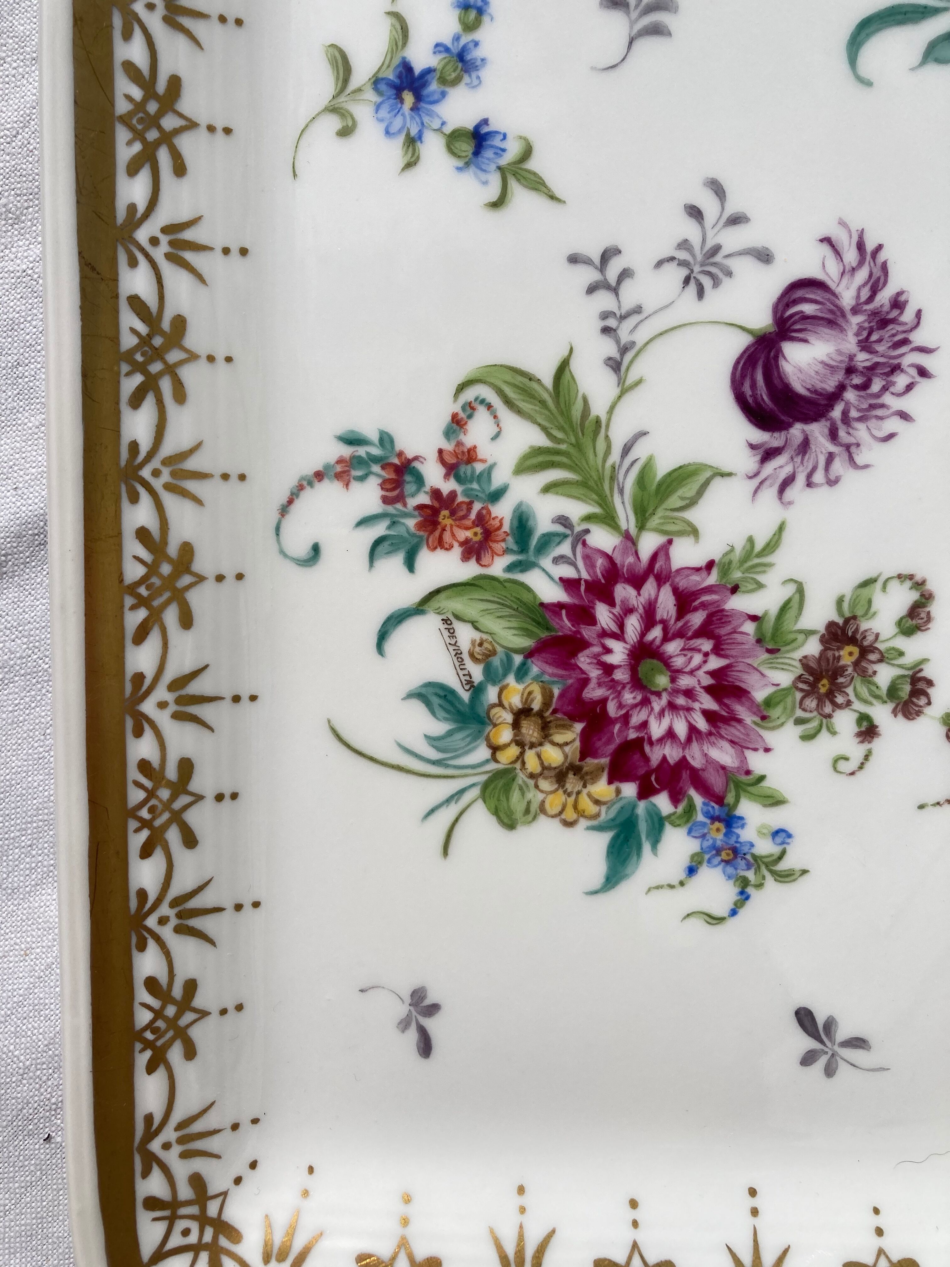 Limoges porcelain cake dish - ancient ceramic cake decorated with flowers