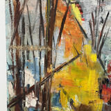 Sailboats in the harbour, oil on wood panel