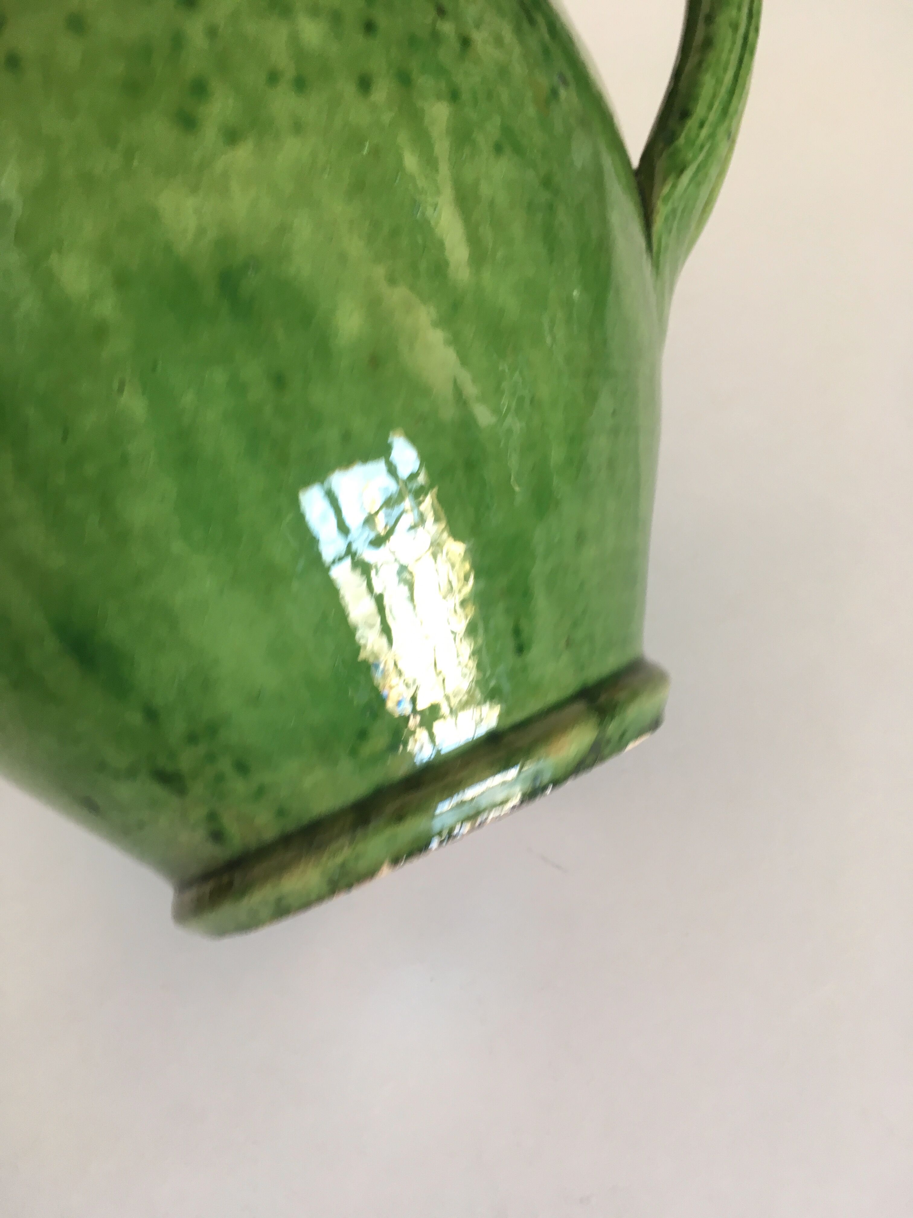 XXL Pichet vase in glazed terracotta from Biot, green, 1950.