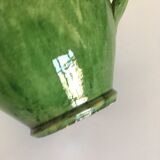 Pichet vase XXL en terre vernissée de Biot vert 1950