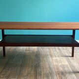 Table basse rectangulaire à deux plateau travail scandinave des années 60