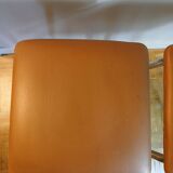 Paire de tabourets vintage LM en skaï marron