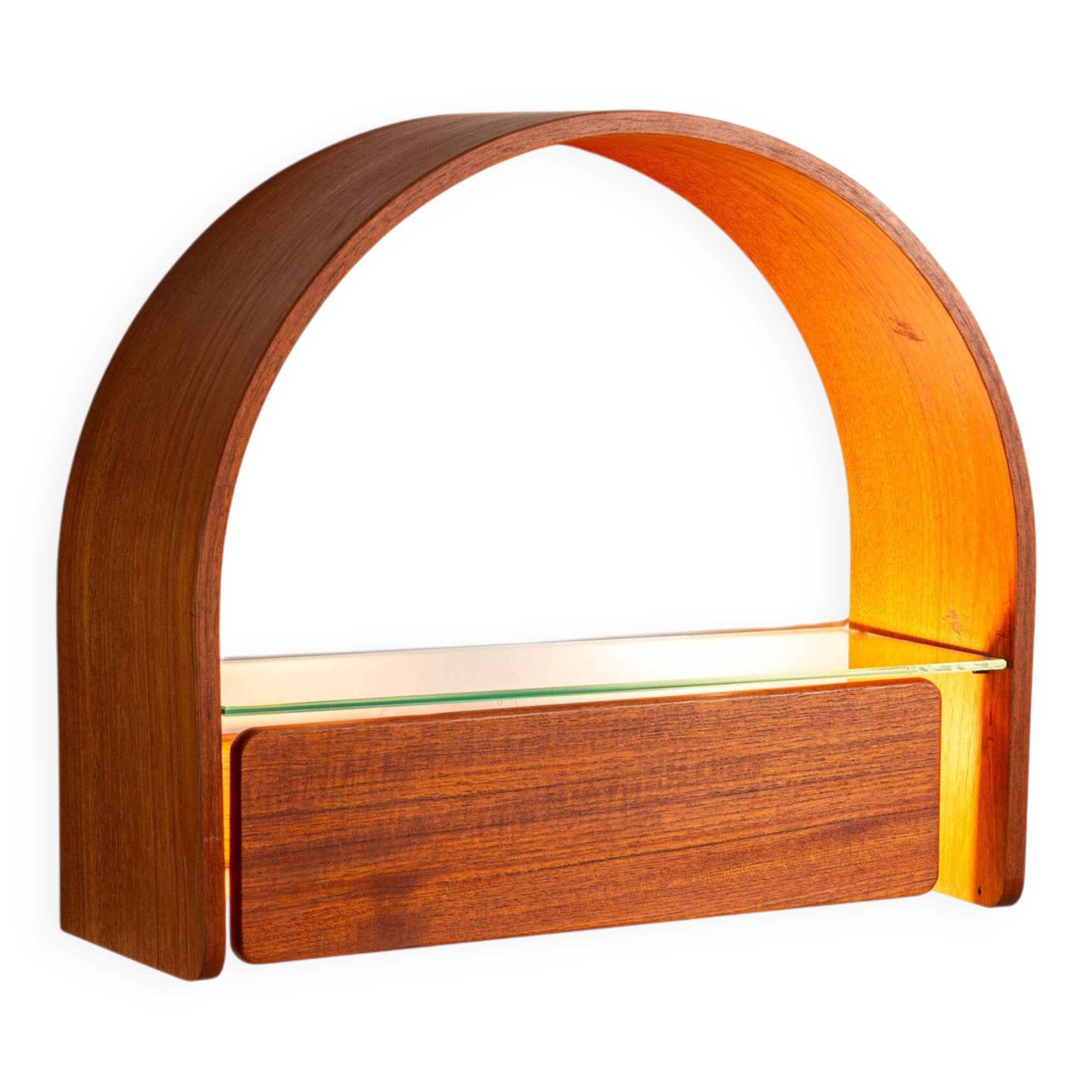 Domus wall console with lighting and glass