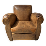 Antique 20th century tan leather club armchair